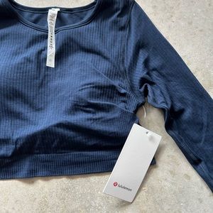 Lululemon ebb to street long sleeve size 8 blue NWT